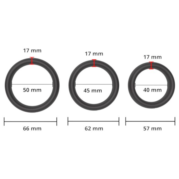 Men's Play - anel peniano grosso - conjunto com 3 peças - preto