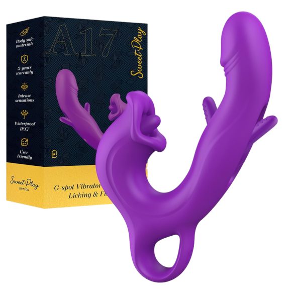 Sweet Play - vibrador ponto G com língua vibratória - silicone lilás