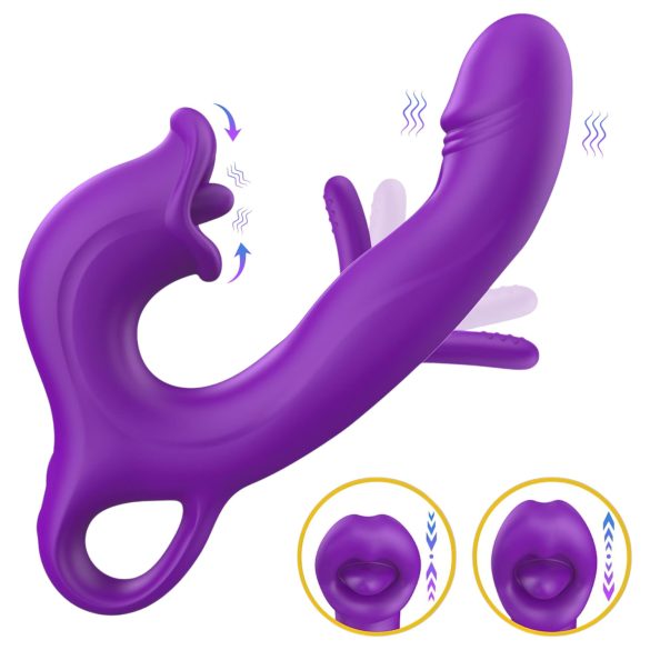 Sweet Play - vibrador ponto G com língua vibratória - silicone lilás