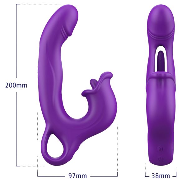 Sweet Play - vibrador ponto G com língua vibratória - silicone lilás
