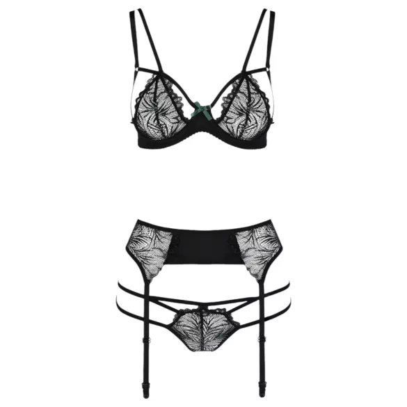 Passion Floris - conjunto lingerie feminina - preto - L/XL