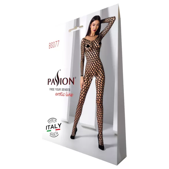 Passion BS077 - body arrastão manga longa - preto - S-L