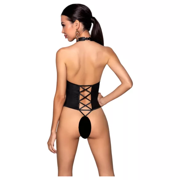 Passion - body aberto com tiras cruzadas - preto