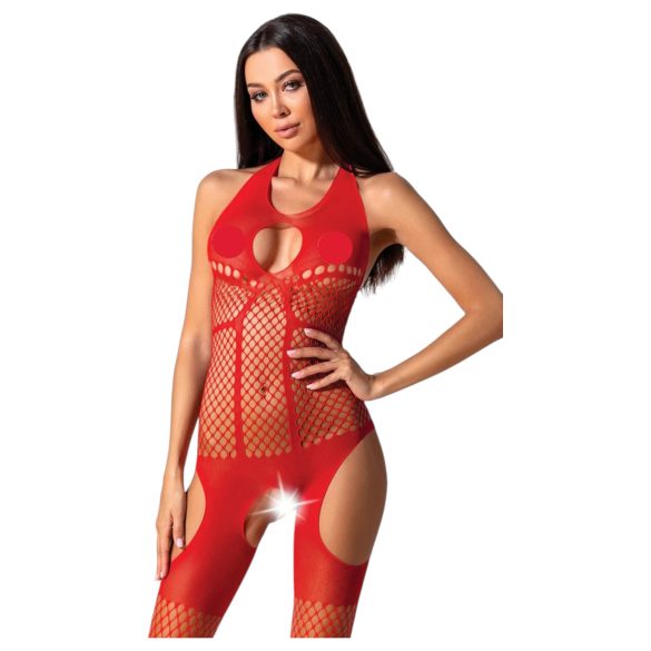 Passion BS079 - conjunto lingerie arrastão - vermelho - tamanho S-L