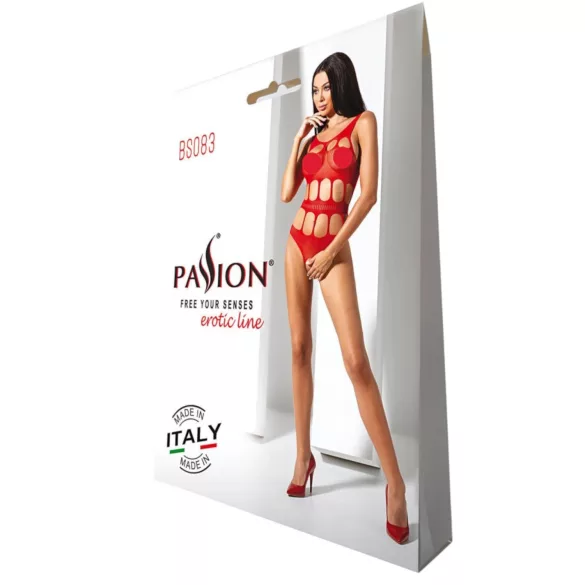 Passion BS083 - body aberto rendado - vermelho (S-L)