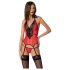 Passion Peonia - conjunto lingerie feminino - sutiã e tanga - vermelho - L/XL
