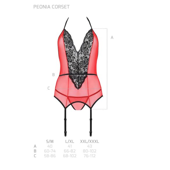 Passion Peonia - conjunto lingerie feminino - sutiã e tanga - vermelho