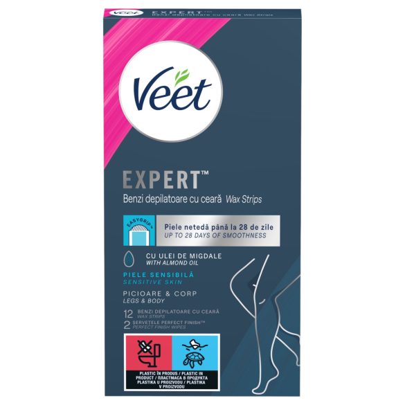 Veet Expert - bandas de cera prontas para uso - pele seca - 12 unidades