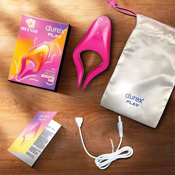 Durex Tease & Ride - vibrador ponto íntimo - silicone rosa