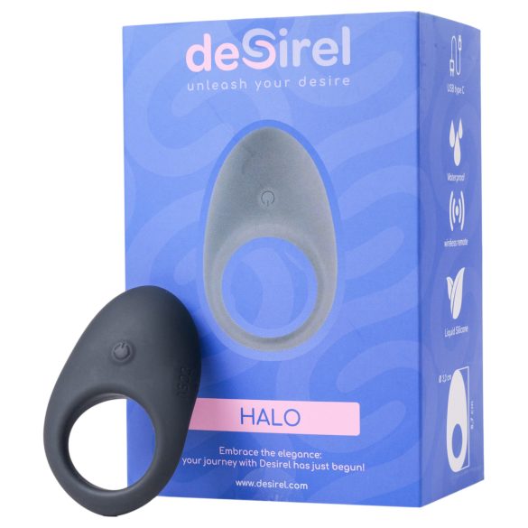 Desirel Halo - anel peniano vibratório inteligente - silicone preto