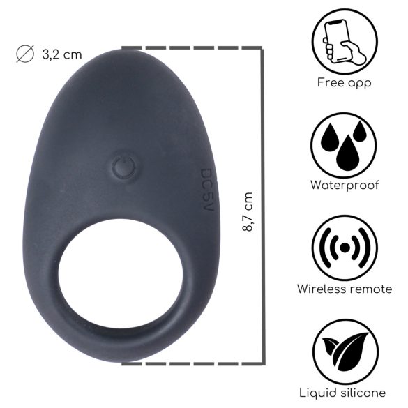 Desirel Halo - anel peniano vibratório inteligente - silicone preto