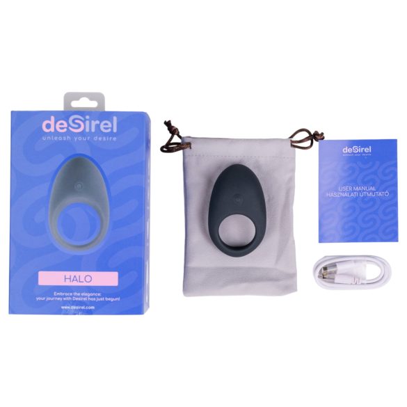 Desirel Halo - anel peniano vibratório inteligente - silicone preto