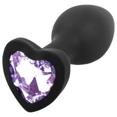 Sunfo - plug anal silicone pedra coração - preto/roxo