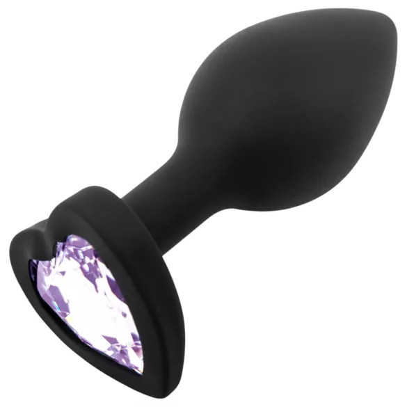 Sunfo - plug anal silicone pedra coração - preto/roxo