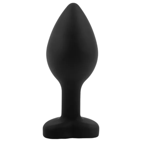 Sunfo - plug anal de silicone com pedra em forma de coração azul - preto