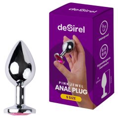 Desirel - plug anal pequeno - joia rosa - prata/rosa