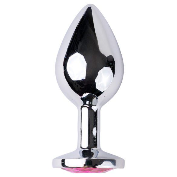 Desirel - plug anal - joia rosa - metal prateado e rosa - tamanho M
