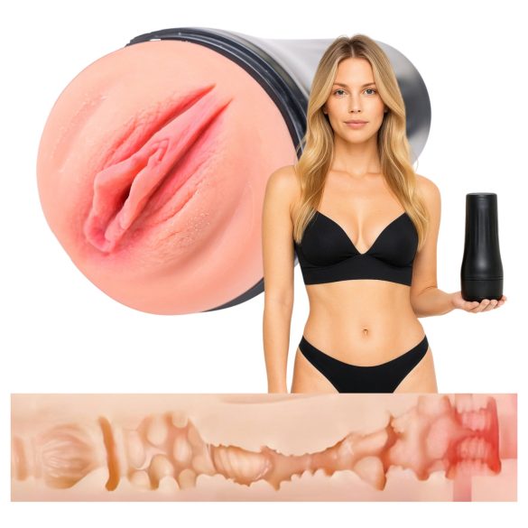 Desirel True Touch - vagina vibratória realista (natural-preto)