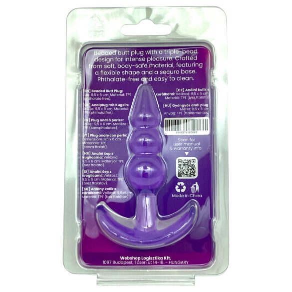 Desirel - plug anal com esferas - silicone roxo