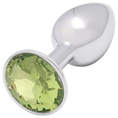 Sunfo - plug anal metálico com pedra verde lima - prata