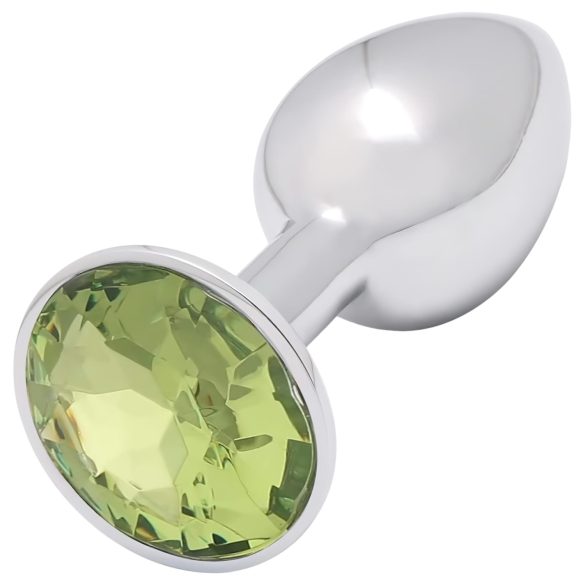 Sunfo - plug anal metálico com pedra verde lima - prata