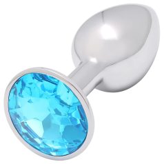 Sunfo - plug anal metálico com pedra azul claro - prata
