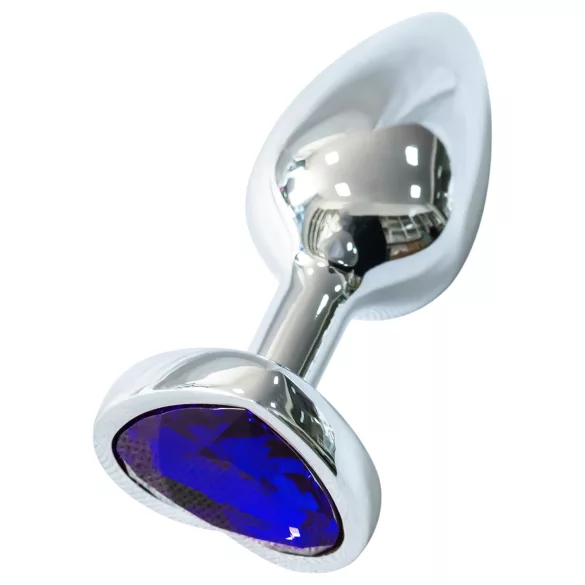 Sunfo - plug anal metálico - pedra coração roxa escuro - prata