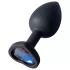 Sunfo - plug anal em silicone com pedra coração azul escuro - preto