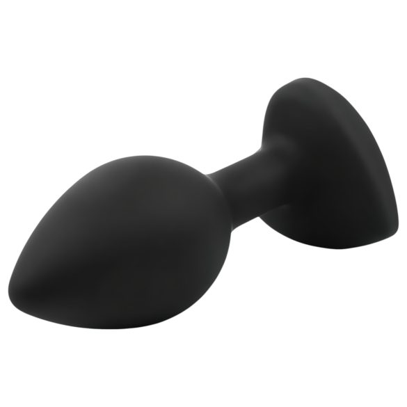 Sunfo - plug anal silicone com pedra em forma de coração dourada - preto
