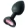 Sunfo - plug anal em silicone com pedra coração rosa - preto