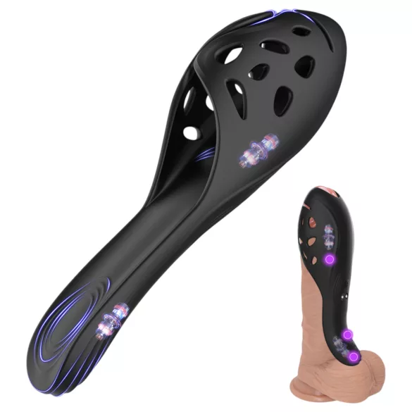 Biu-Biu - vibrador peniano - estímulo potente - silicone preto
