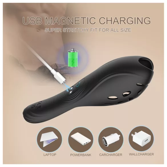 Biu-Biu - vibrador peniano - estímulo potente - silicone preto