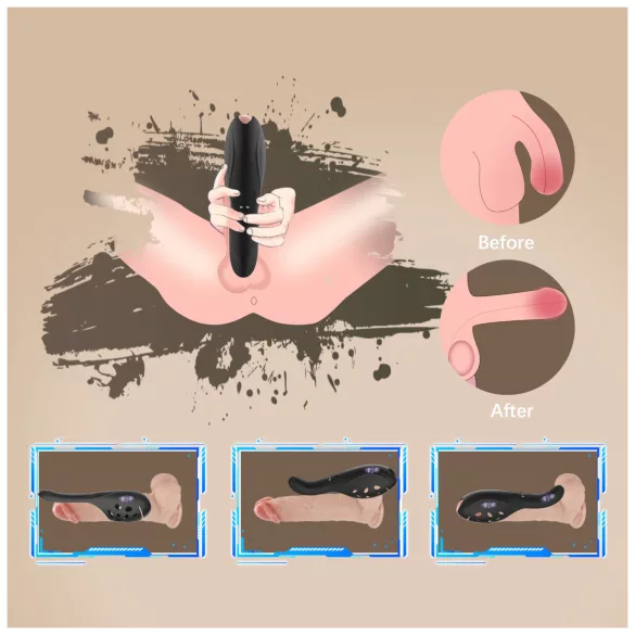 Biu-Biu - vibrador peniano - estímulo potente - silicone preto