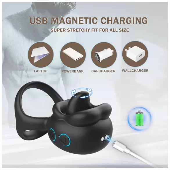 Biu-Biu - anel peniano com vibrador clitóris - silicone preto