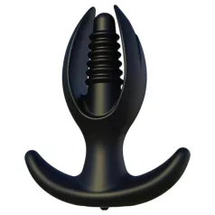 Kangvo - plug anal inflável estriado magnético (preto)