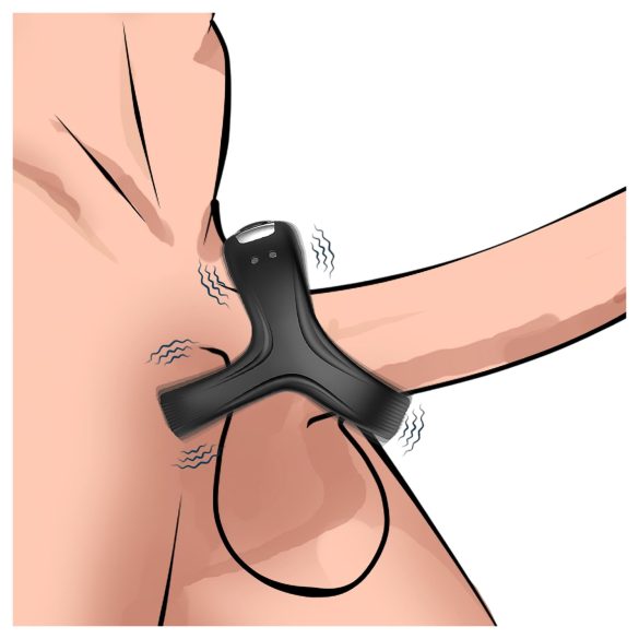 AlvUp - anel peniano e escrotal vibratório - silicone preto