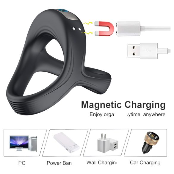 AlvUp - anel peniano e escrotal vibratório - silicone preto