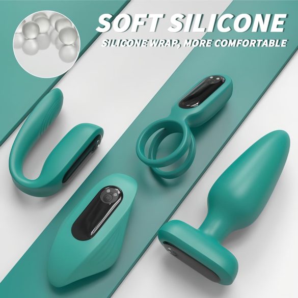 Sex HD - vibrador com controle remoto recarregável - kit 4 peças - verde