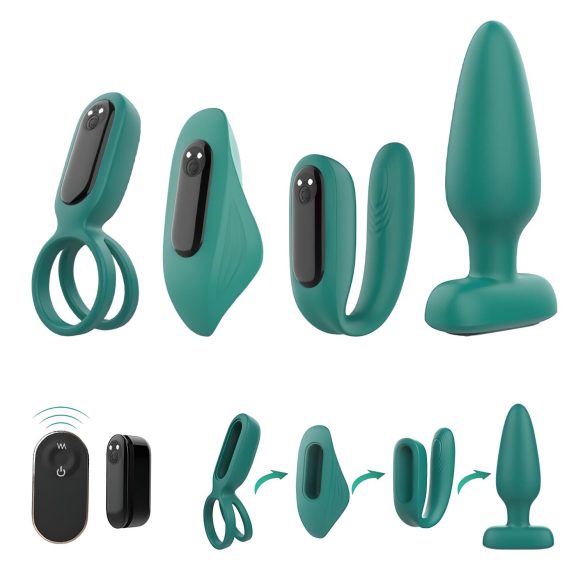Sex HD - vibrador com controle remoto recarregável - kit 4 peças - verde