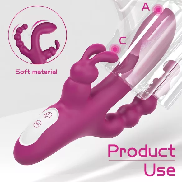 Sex HD Joker - vibrador tripo clitoriano recarregável à prova d'água roxo