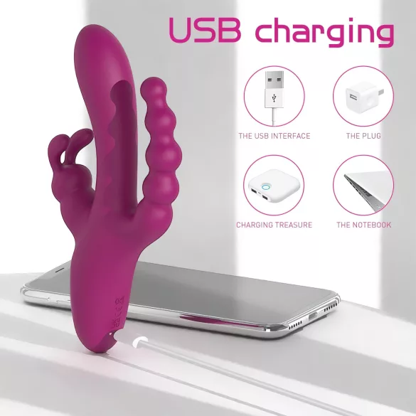 Sex HD Joker - vibrador tripo clitoriano recarregável à prova d'água roxo