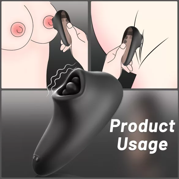Sex HD Mirror - vibrador de língua com função de aquecimento - preto
