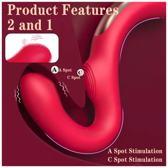 SEX HD Genie - vibrador ponto G e clitóris - silicone vermelho