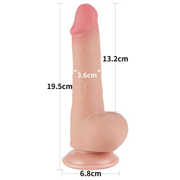 Lovetoy Sliding-Skin - dildo com ventosa - dupla camada - 19,5cm (cor natural)