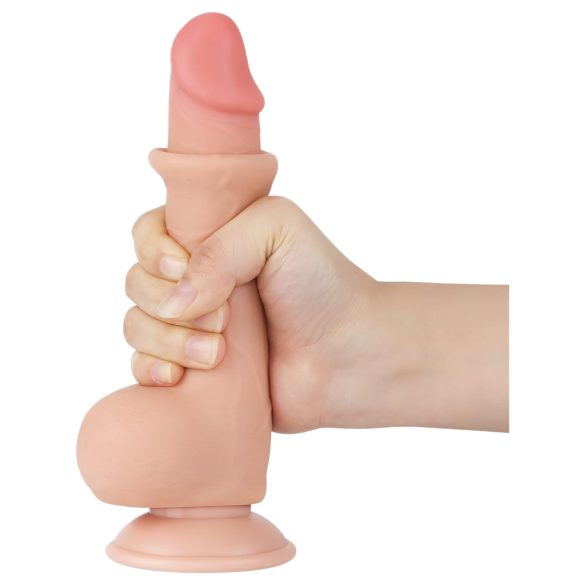 Lovetoy Sliding-Skin - dildo com ventosa - dupla camada - 19,5cm (cor natural)
