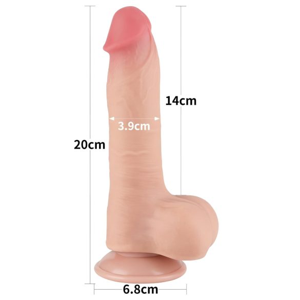 Lovetoy Sliding-Skin - dildo com escroto duplo revestimento - 20cm bege
