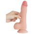 Lovetoy Sliding-Skin - dildo com escroto duplo revestimento - 20cm bege