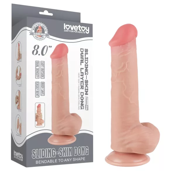 Lovetoy Sliding-Skin - dildo realístico com escroto dupla camada - 20,8cm natual