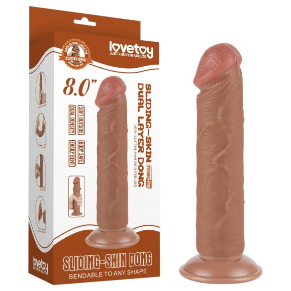 Lovetoy Sliding-Skin - dildo ventosa duplo revestimento 20cm - cor natural