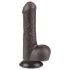 Lovetoy Sliding-Skin - dildo realista com escroto - 18,3cm marrom